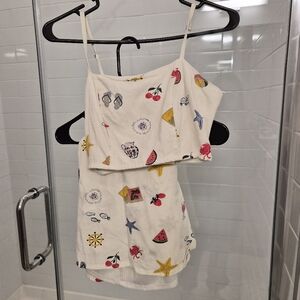 White Tank Top with Colorful Print